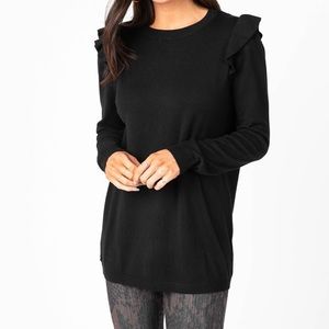 Black Ruffle Shoulder Sweater